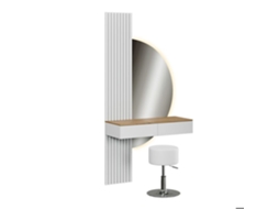 Coiffeuse Melina, 100cm Com Espelho Led E Banqueta, Branco/carvalho, Vicco 58448