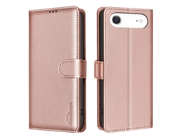 Capa Binfen Para Iphone Air Em Couro Com Proteção Rfid, Cor Ouro Rosa.