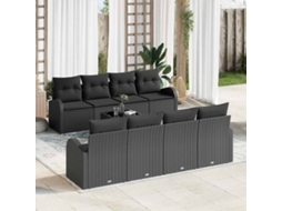 Vidaxl Conjunto De Sofá De Jardim 9 Unid. 8-número De Lugares Preto