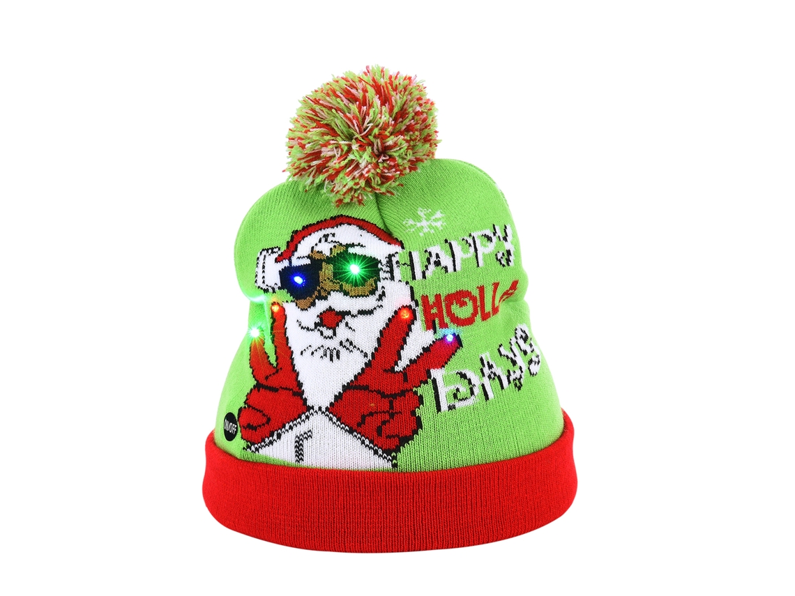 Laxiscreed Pack De 2 Gorros De Natal De Tricô Iluminados Para Adultos E Crianças