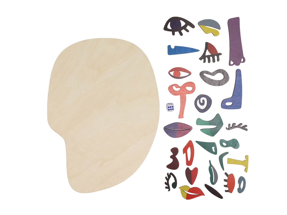Ats puzzle de Madeira para Crianças 26 Blocos Forma de Rosto Brinquedo Educativo Diy Melhora a Imaginação Emparelhamento Facial
