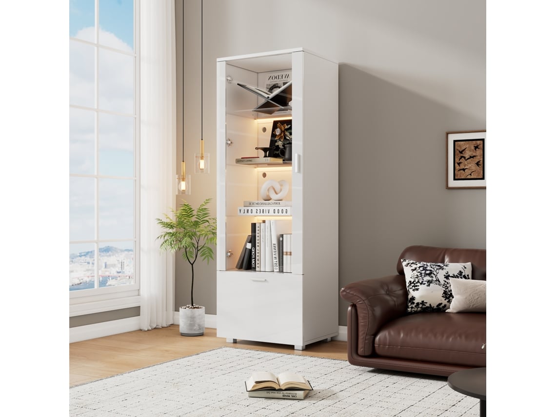 Armario Com 3 Prateleiras Com Led Branca Design Moderno E Funcional Material Resistente E Seguro 160cm