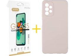 Capa e Película Samsung A32 5G ACCETEL Vidro Temperado 4621 Rosa