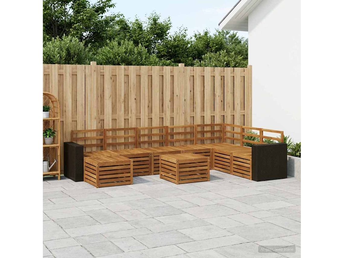 Vidaxl Conjunto De Sofás Para Exterior 9 Unid. Natural