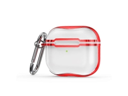 Camada protetora transparente em TPU com moldagem galvanizada e gancho para AirPods 3. GIECY