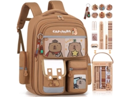 Mochila Capivara, Desenho Animado, Escolar Infantil Kawaii, Kit Presente Para Novo Semestre Com