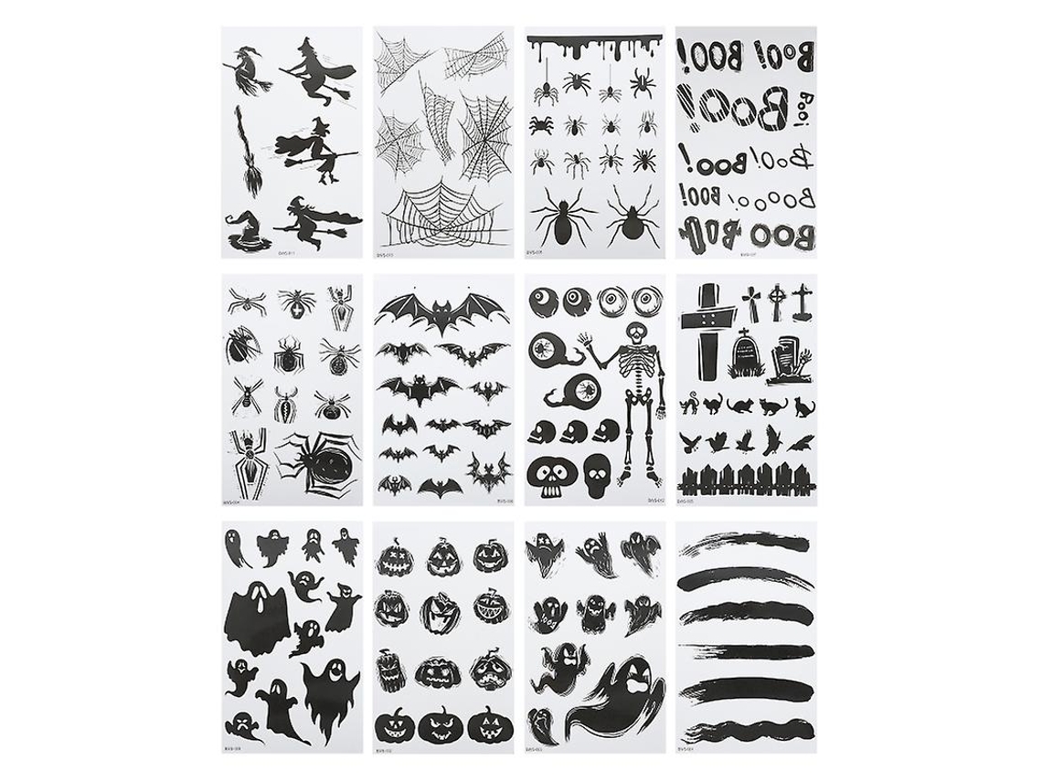 12pcs Adesivos De Tatuagens Temporárias Allinless