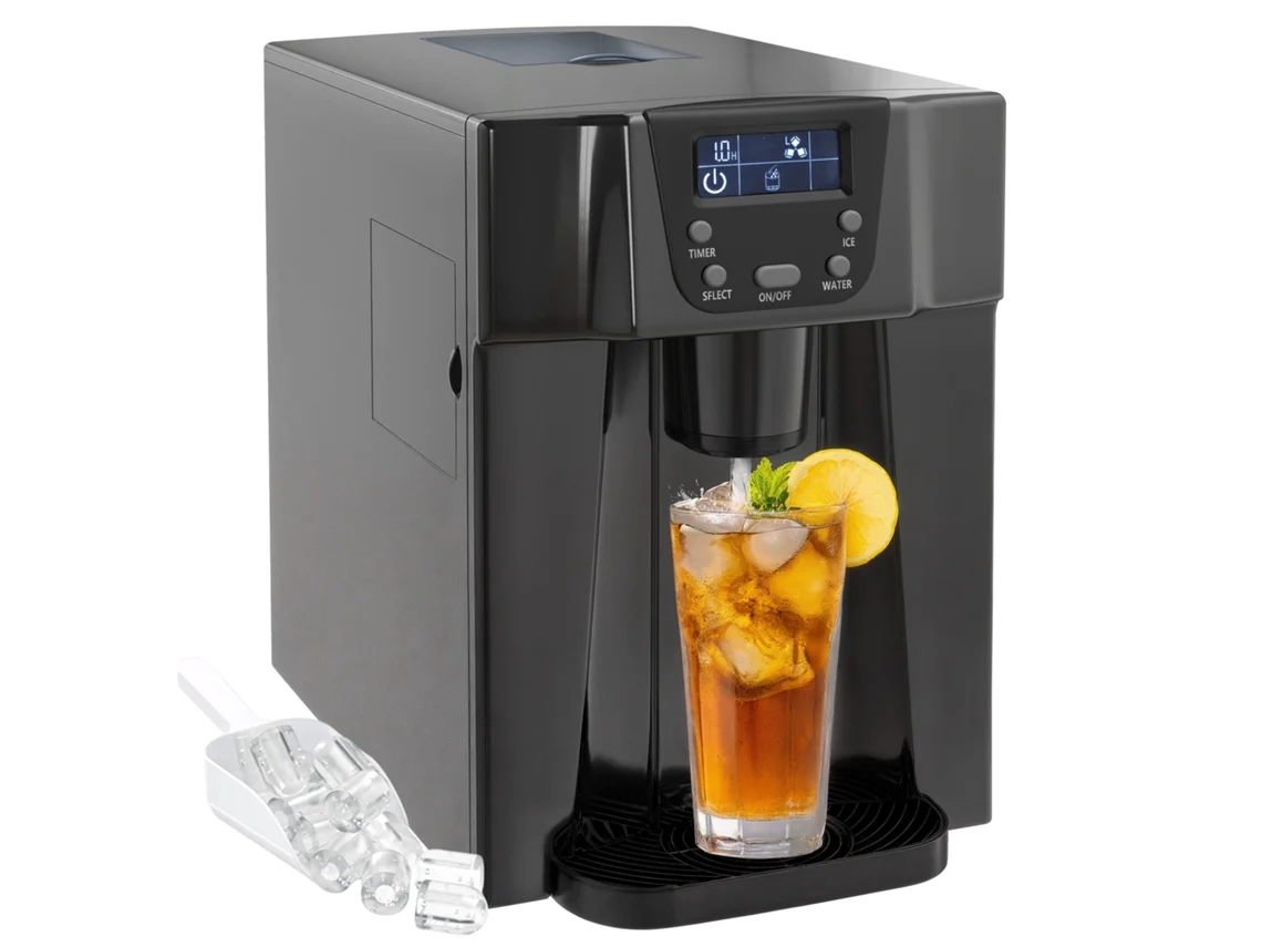 Máquina de gelo com dispensador, 12kg/24h, cubos em 6-10 min, 25,2x38,9x36,3 Cm, preta ZENCORE SERVICES