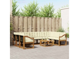 Vidaxl Conjunto De Sofás Para Exterior 10 Pcs Natural E Creme