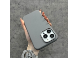Capa Para Iphone 17 Em Couro Macio Cinza, Resistente A Quedas.