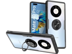 Capa Anel Híbrida Carro para Huawei Huawei Mate 40 Pro HONGWE. Rígida Magnética com Anel de Suporte Transparente