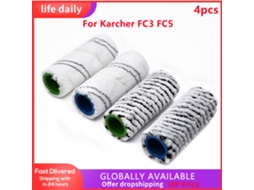 4x escova de rolo para karcher fc3 fc5 aspirador de pó parte 2055-007.0 substituição robô aspirador de pó peças de reposição