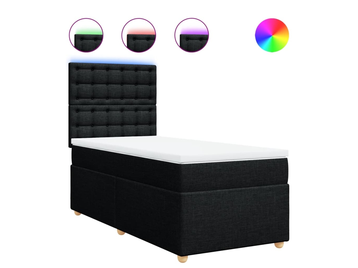 Vidaxl Cama Com Molas/colchão 90x190 Cm Tecido Preto