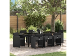 Vidaxl Conjunto de Jantar para Jardim 9 Pcs Preto Vime Pe