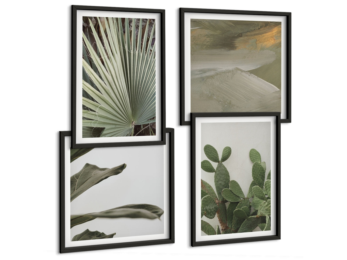 Composição De Quadros Acentos Vegetais Modernos Espelharte (4 Peças)