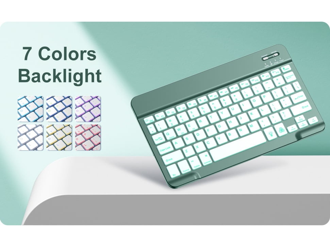 Capa Com Teclado Para Tablet Lurelia, Para I Pad 10.2/10.5 Com Luz De Fundo E Único (7ª/8ª/9ª Geração/air3/pro 10.5, Verde Escuro, Teclado Bluetooth