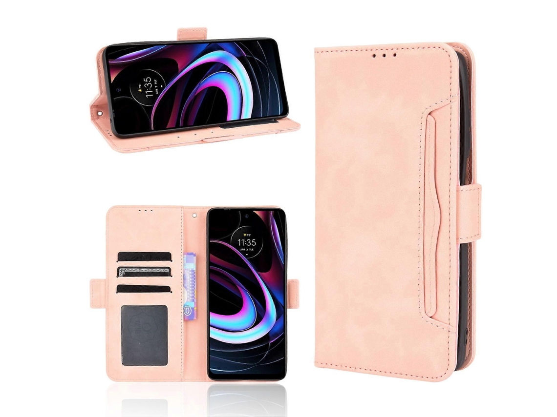 Capa De Couro Com Textura De Bezerro E Acabamento Macio, Estilo Flip Horizontal, Para Motorola Edge 2021, Com Suporte, Compartimentos Para Cartões E P