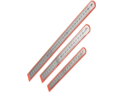 Régua de metal em aço inoxidável com escala dupla, 3 peças de 15 cm, 20 cm e 30 cm, adequada para estudantes e para o desenvolvimento profissional.