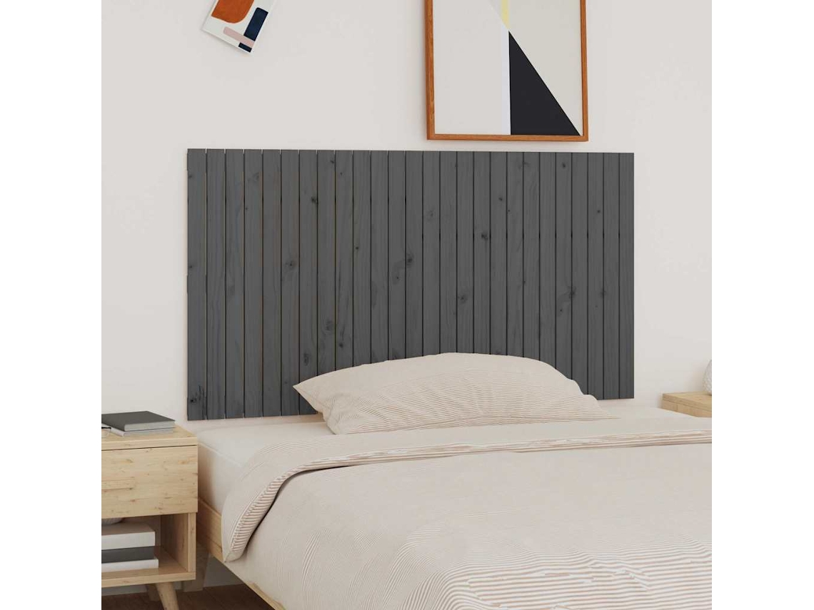 Vidaxl Cabeceira De Parede 166x3x90 Cm Madeira De Pinho Maciça Cinza