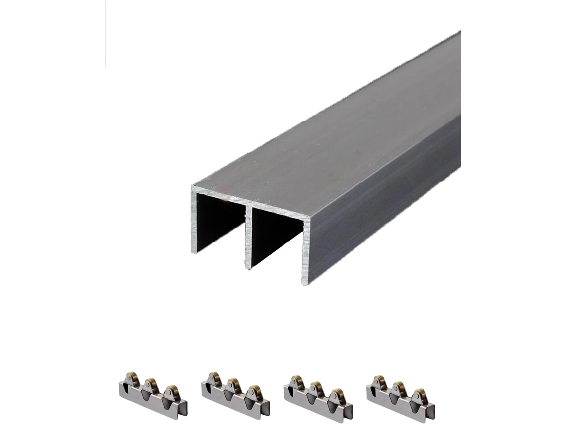 Trilho Para Porta Deslizante De Vidro, Conjunto De Ferragens Para Janela Deslizante Prata, 80cm