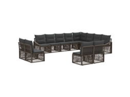 Vidaxl Conjunto De Sofá De Jardim 12 Pcs Cinzento Vime Pe