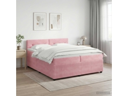 Vidaxl Cama Box Spring Com Colchão Rosa 200 X 200 Cm Veludo