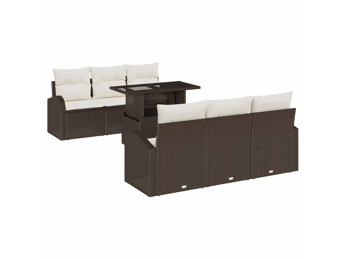 Maison Exclusive - Conjunto De Sofá De Jardim Com Almofada Manual 7 Pcs Castanho
