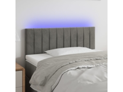 Vidaxl Cabeceira De Cama C/ Luzes Led Tecido 90x5x78/88 Cm Cinza-claro