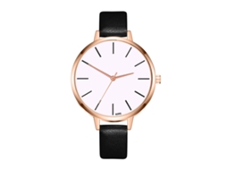 Relógio de Pulso Feminino Zhoulianfa de Quartzo com Pulseira Pu Mostrador Redondo Simples