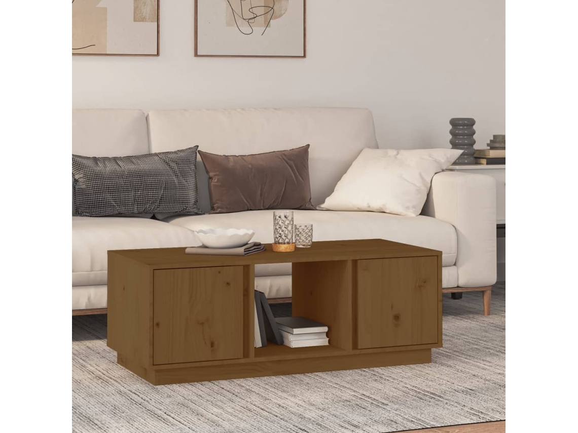 Vidaxl Mesa De Centro 110x50x40cm Madeira De Pinho Maciça Castanho Mel