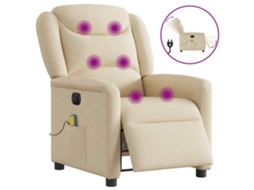 Vidaxl Poltrona De Massagens Reclinável Elétrica Tecido Creme