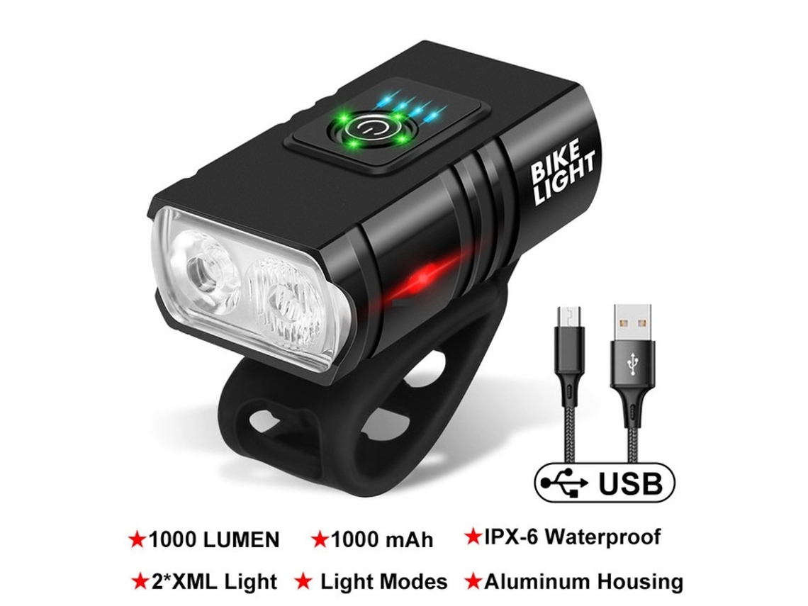 Lurelia Luz Dianteira Para Bicicleta T6 Com Indicador De Bateria, Carregamento Usb, Iluminação Próxima E Distante, Ideal Para Mountain Bike