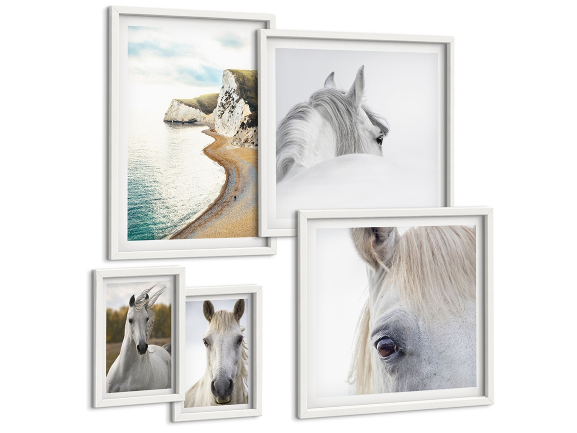 Conjunto De Pinturas Cavalos Praia Natureza Minimalismo Espelharte (5 Peças)