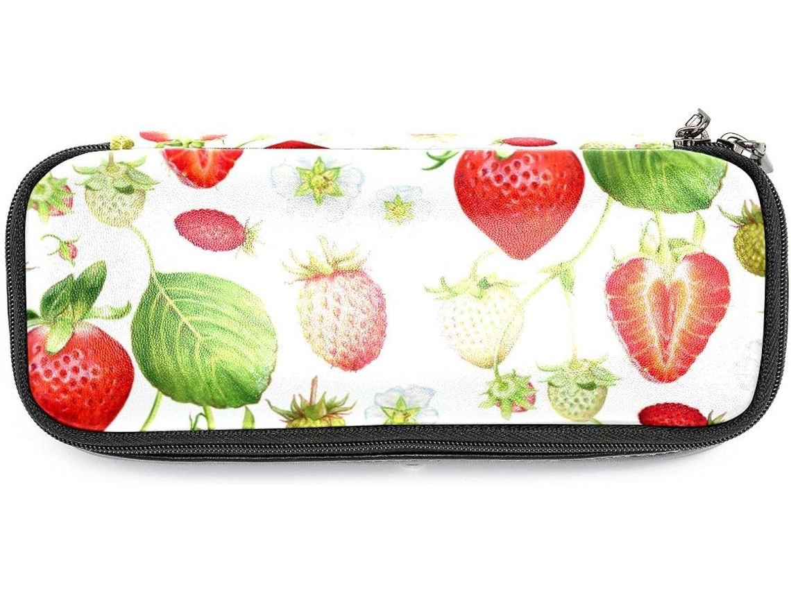 Tenho lápis com estampa Morango em aquarela, grande capacidade, ideais para marcadores e maquiagem, perfeitos.