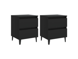 Conjunto 2 Mesa de cabeceira VIDAXL Preto Madeira processada (40x35x50 cm)