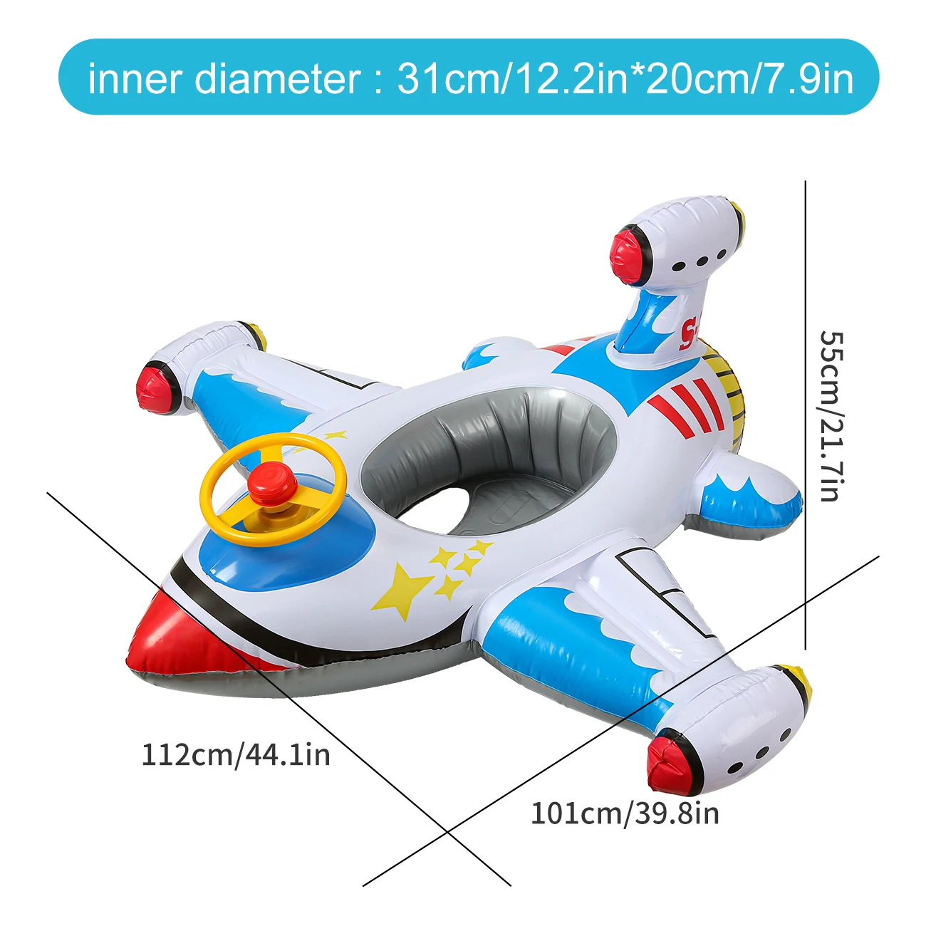 (branco) 1 Boia Inflável Em Formato De Avião Para Piscina, Brinquedo Para Natação Ao Ar Livre