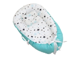 Cama De Bebê Bionica Com Enchimento Retirável 85*55*15cm Borda Azul E Estrelas Azuis