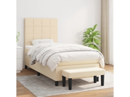 Cama Com Molas/colchão 90x190 Cm Tecido Cor Creme
