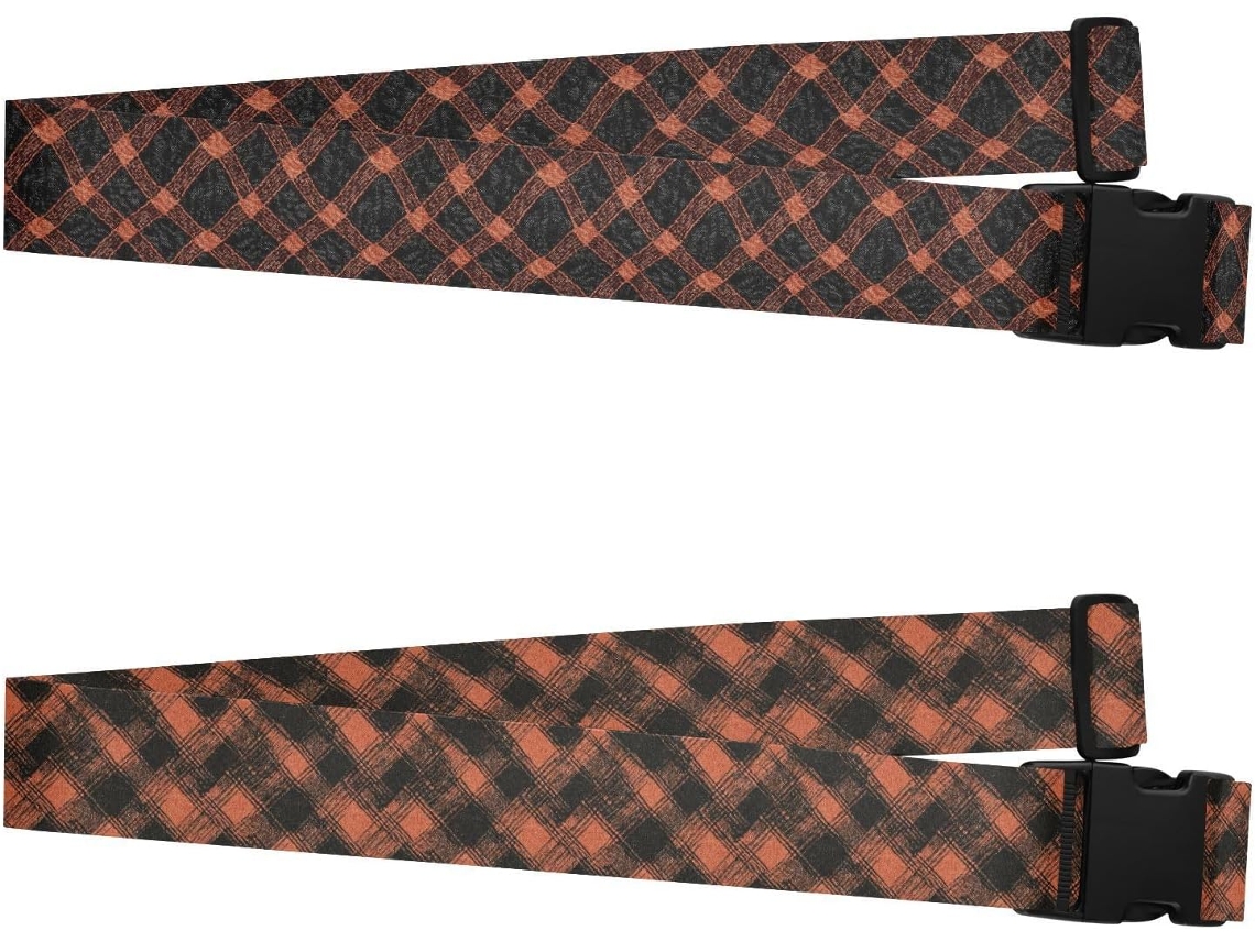 Conjunto De 2 Cintas Para Bagagem Nas Cores Salmão Escuro E Losangos Longas, Portáteis E Ajustáveis Para Manter Sua Mala