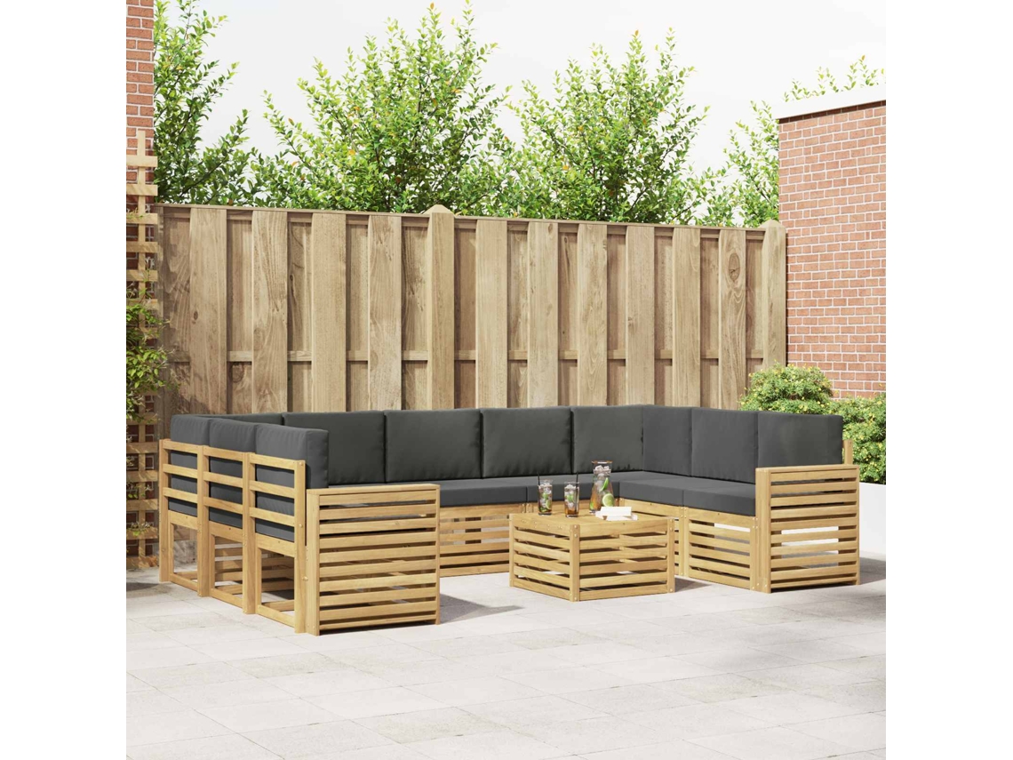 Vidaxl Conjunto De Sofás Para Exterior 10 Unid. Branco E Antracite