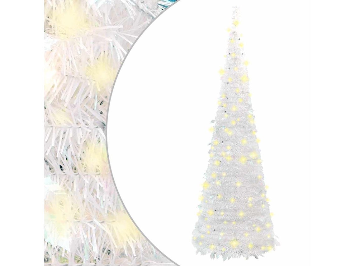 Vidaxl Árvore De Natal Artificial Pop-up C/ 100 Luzes Led 150cm Branco