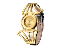 Rebirth Relógio de Pulso Feminino de Quartzo com Pulseira de Pu Elegante Presente (ouro)