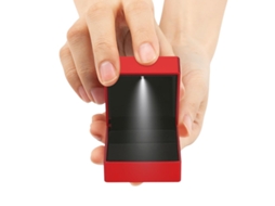 Caixa de Jóias Vermelho com Luz, Anel de Noivado, Brincos, Colar, AOZORZ