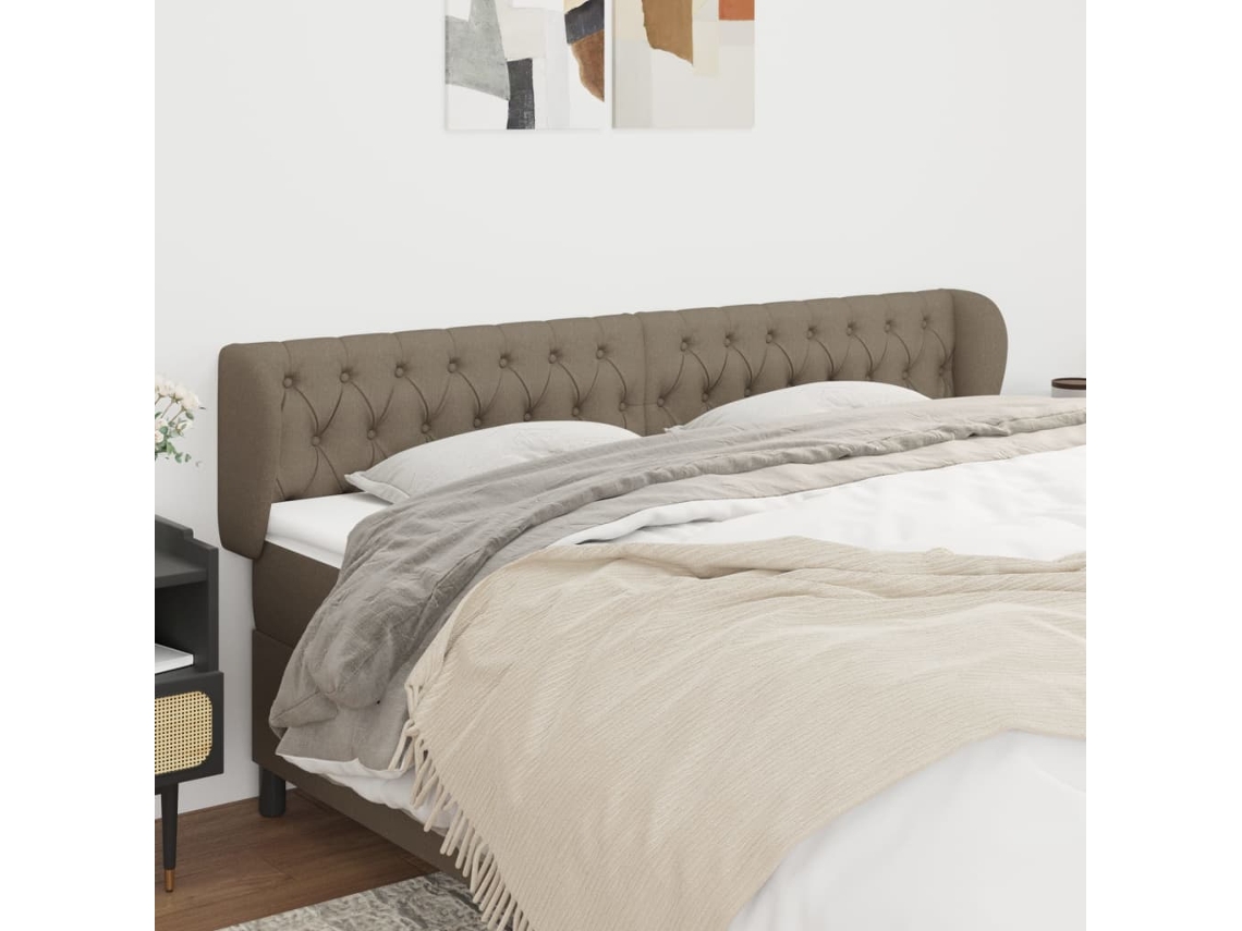 Cabecero con Trabillas de Tela 183x23x78/88 Cm Gris-Marrón