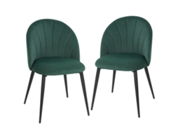 Conjunto de 2 cadeiras de jantar estofadas com encosto de concha em veludo (52x55x79 cm) Verde | S/MARCA