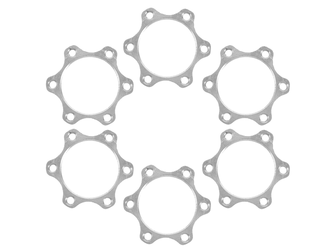 Conjunto De 6 Adaptadores Cubo Freio A Disco 44 Mm Com Flange Em Liga Alumínio Prateado.