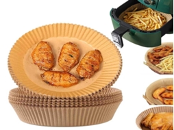 Lurelia Papel Para Air Fryer, 100 Unidades, 20 Cm, Descartável, Castanho