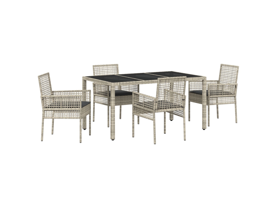 Conjunto 5 Conjunto De Jantar Para Jardim Vidaxl Cinzento-claro Vime Pe (150 X 90 X 75 Cm)