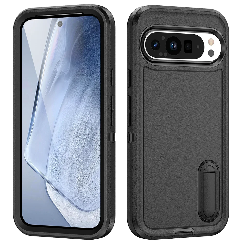 (preto, Google Pixel 9) Capa Protetora Reforçada De Dupla Camada, Suporte Invisível À Prova De Choque, Capa Traseira Fosca
