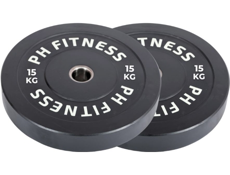 Bumper Discos 15kg Set 2 Discos Musculacao 50mm Pesos Solidos Silenciosos Olimpicos Ph Fitness